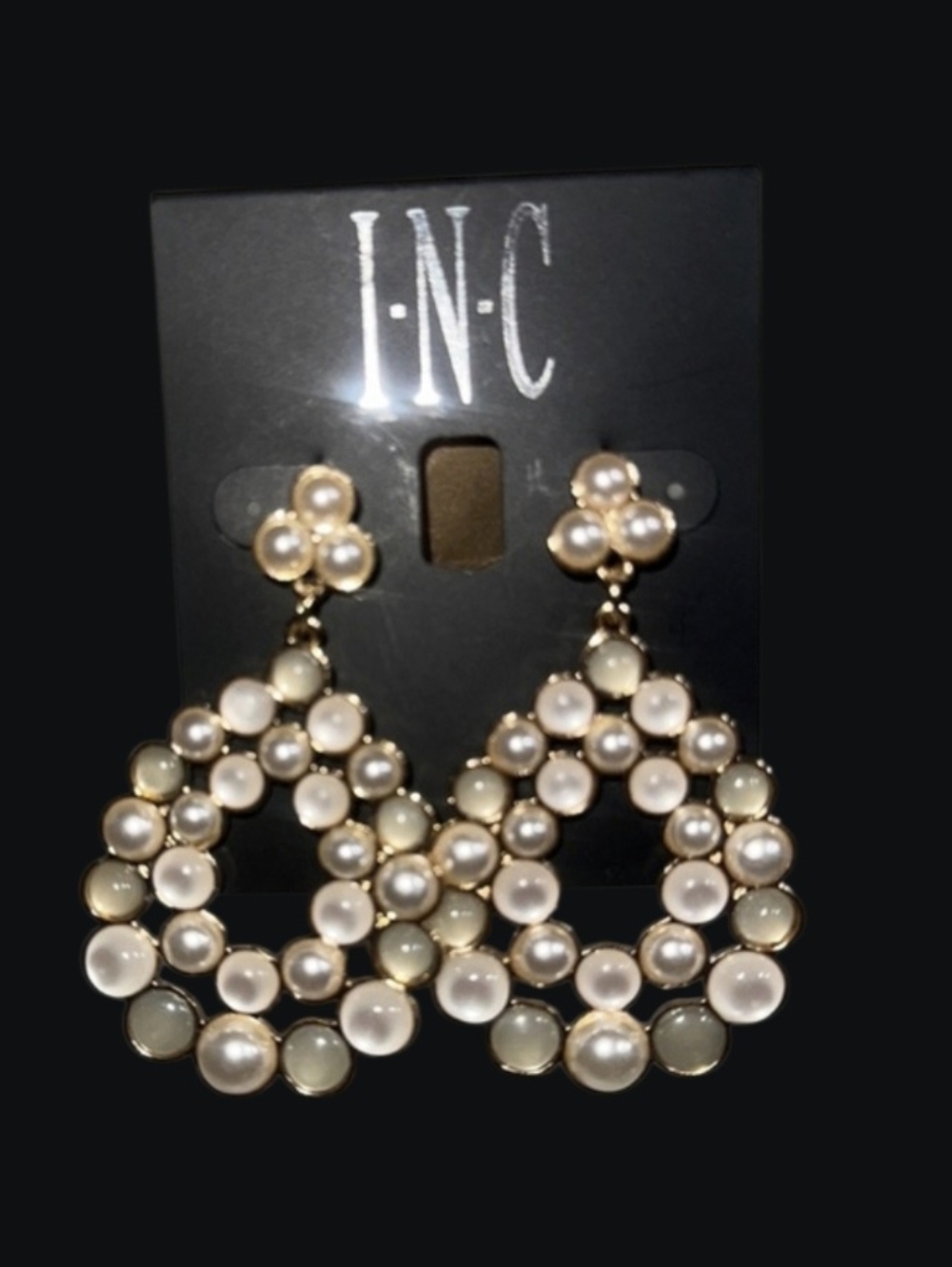 Inc Gold-Tone Imitation Pearl Cluster Drop Earrings